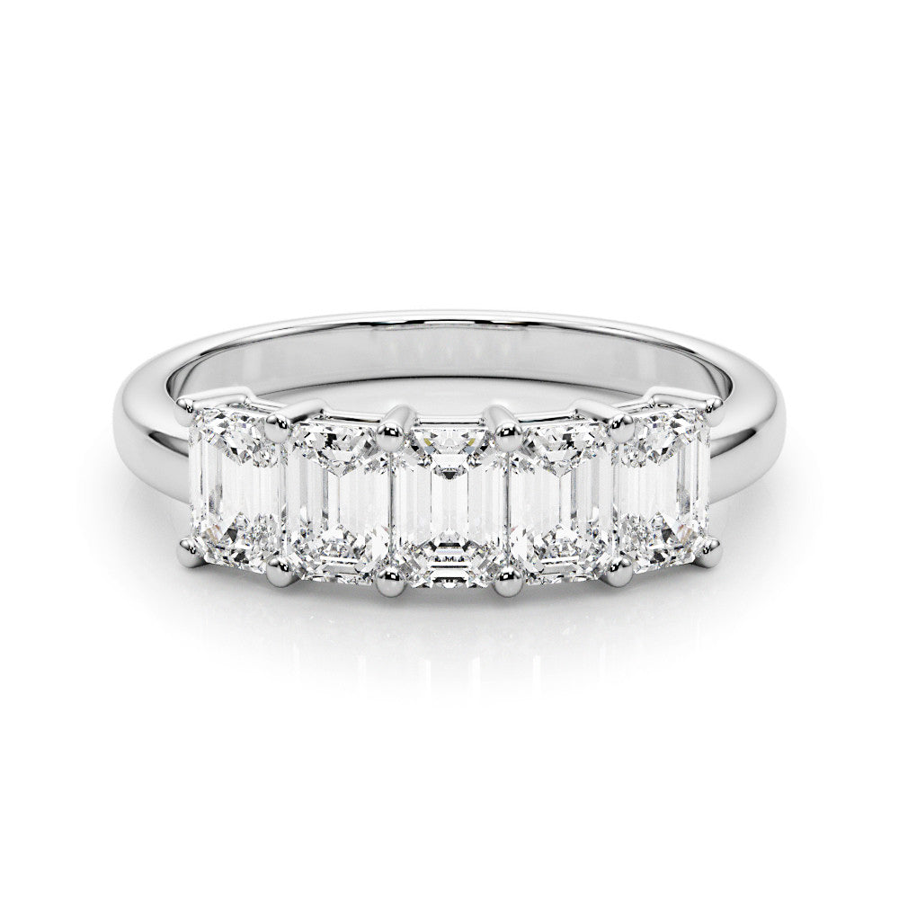 Five Stone 2.0 ct. Emerald Diamond Wedding Ring-VIRABYANI